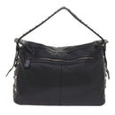 MCM Vicetos Logogram Studs Shoulder Bag PVC Leather Black Auth fm2976-3