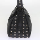 MCM Vicetos Logogram Studs Shoulder Bag PVC Leather Black Auth fm2976-4