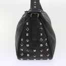 MCM Vicetos Logogram Studs Shoulder Bag PVC Leather Black Auth fm2976-5