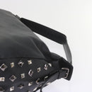 MCM Vicetos Logogram Studs Shoulder Bag PVC Leather Black Auth fm2976-8