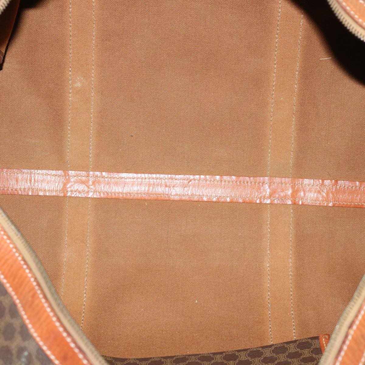 CELINE Macadam Canvas Boston Bag PVC Leather Brown Auth fm3071