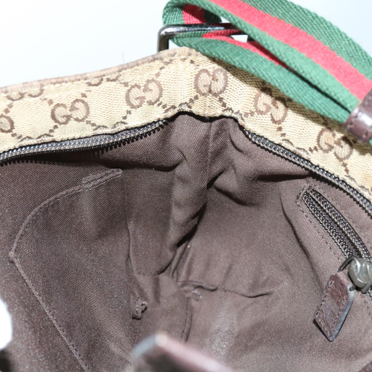 GUCCI Web Sherry Line GG Canvas Shoulder Bag Beige Red Green 189749 Auth fm3098