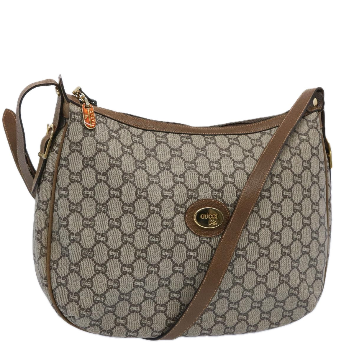 GUCCI GG Plus Supreme Shoulder Bag Beige Auth fm3139