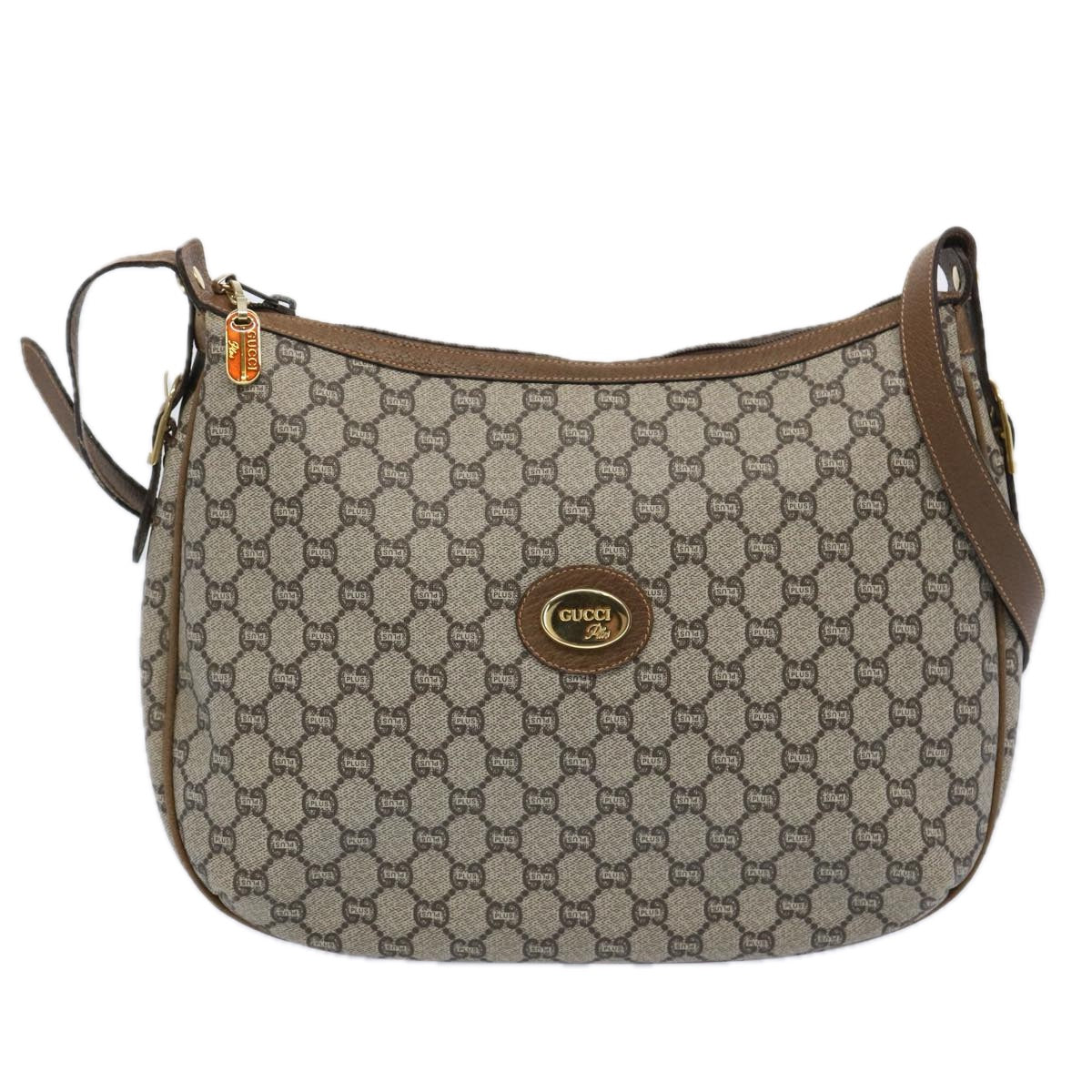 GUCCI GG Plus Supreme Shoulder Bag Beige Auth fm3139