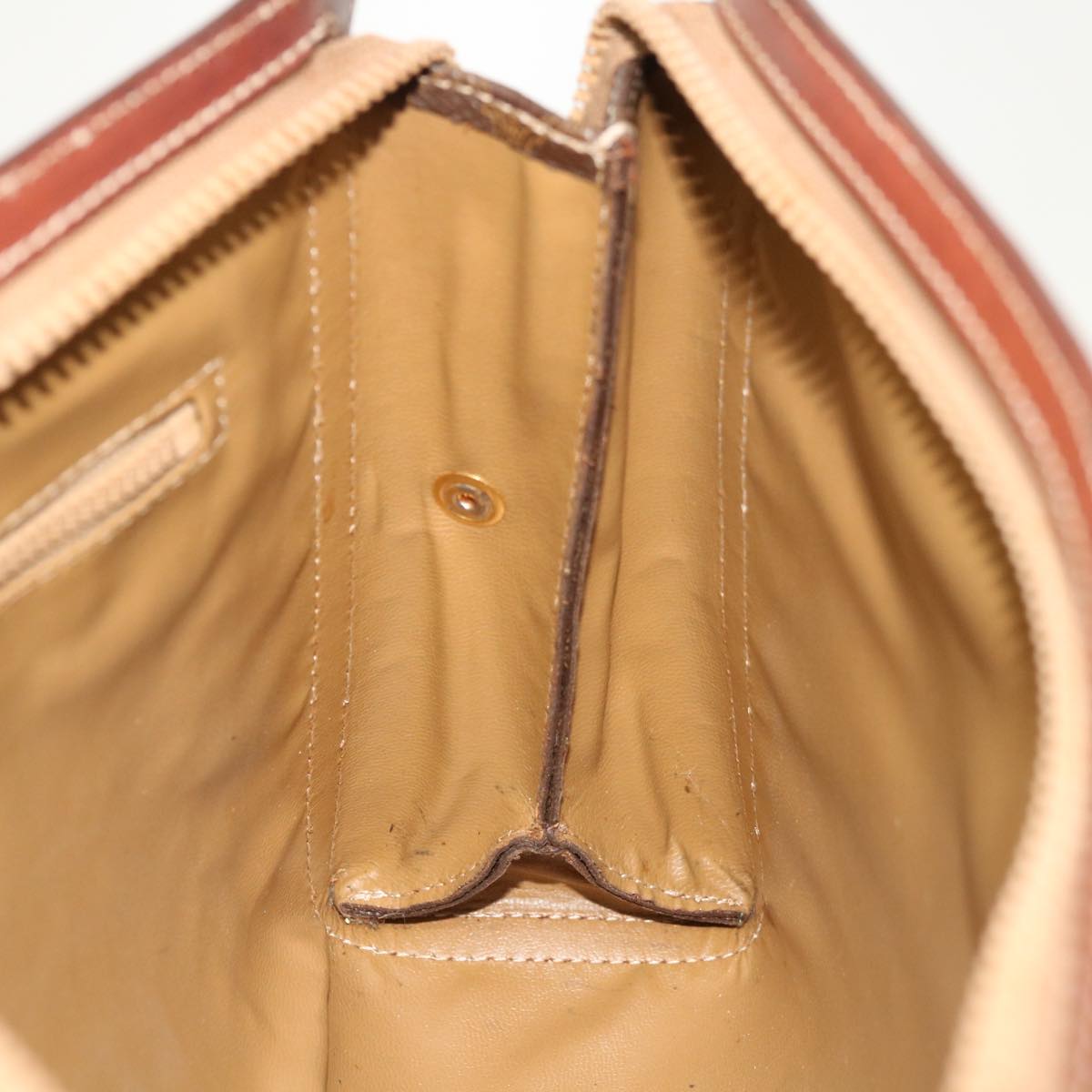 CELINE Macadam Canvas Clutch Bag PVC Leather Brown Auth fm3157