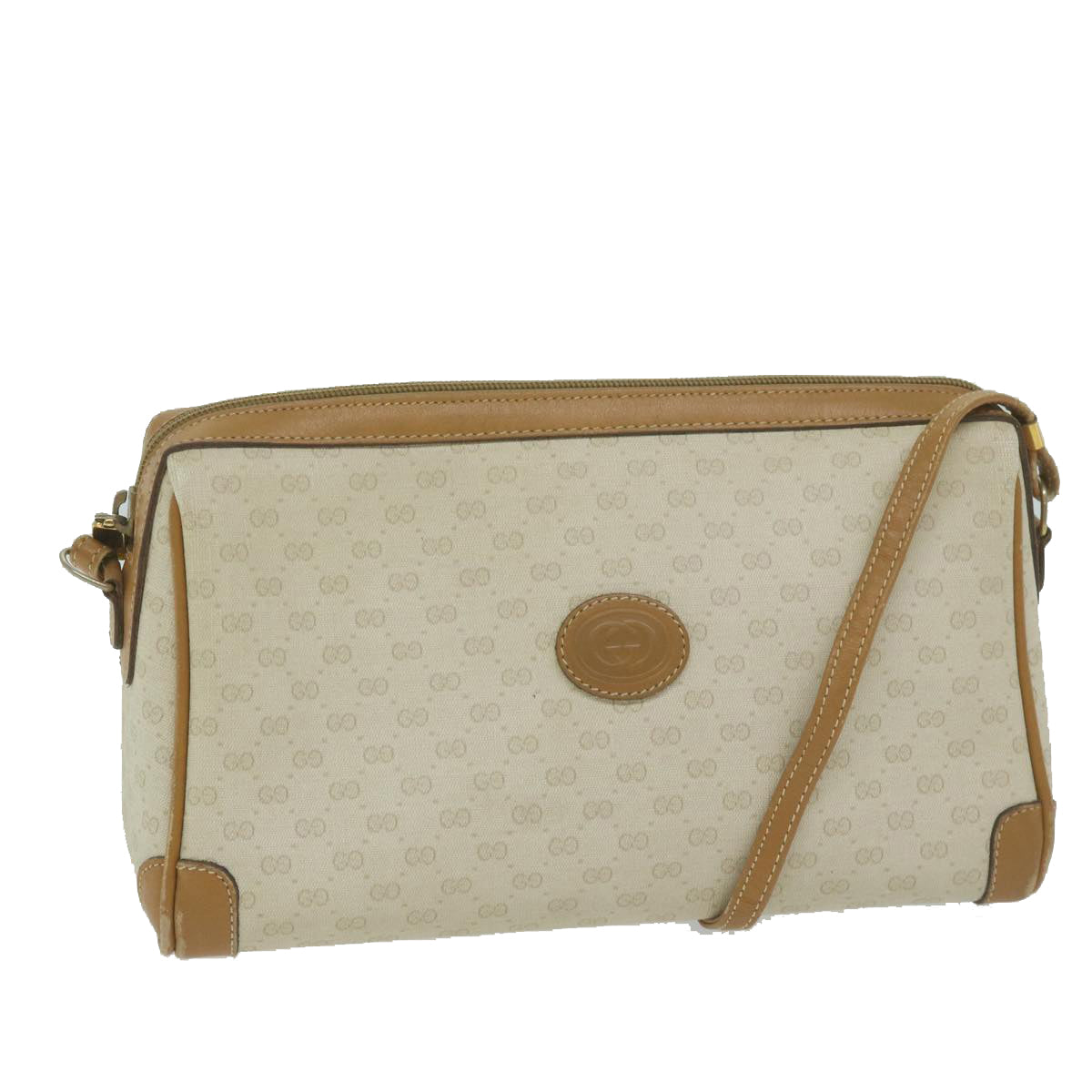 GUCCI Micro GG Canvas Shoulder Bag PVC Beige Auth fm3171