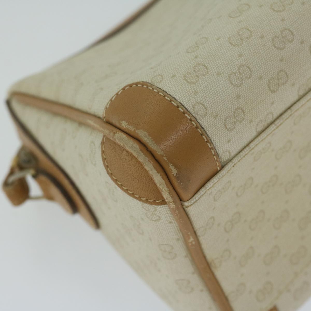 GUCCI Micro GG Canvas Shoulder Bag PVC Beige Auth fm3171