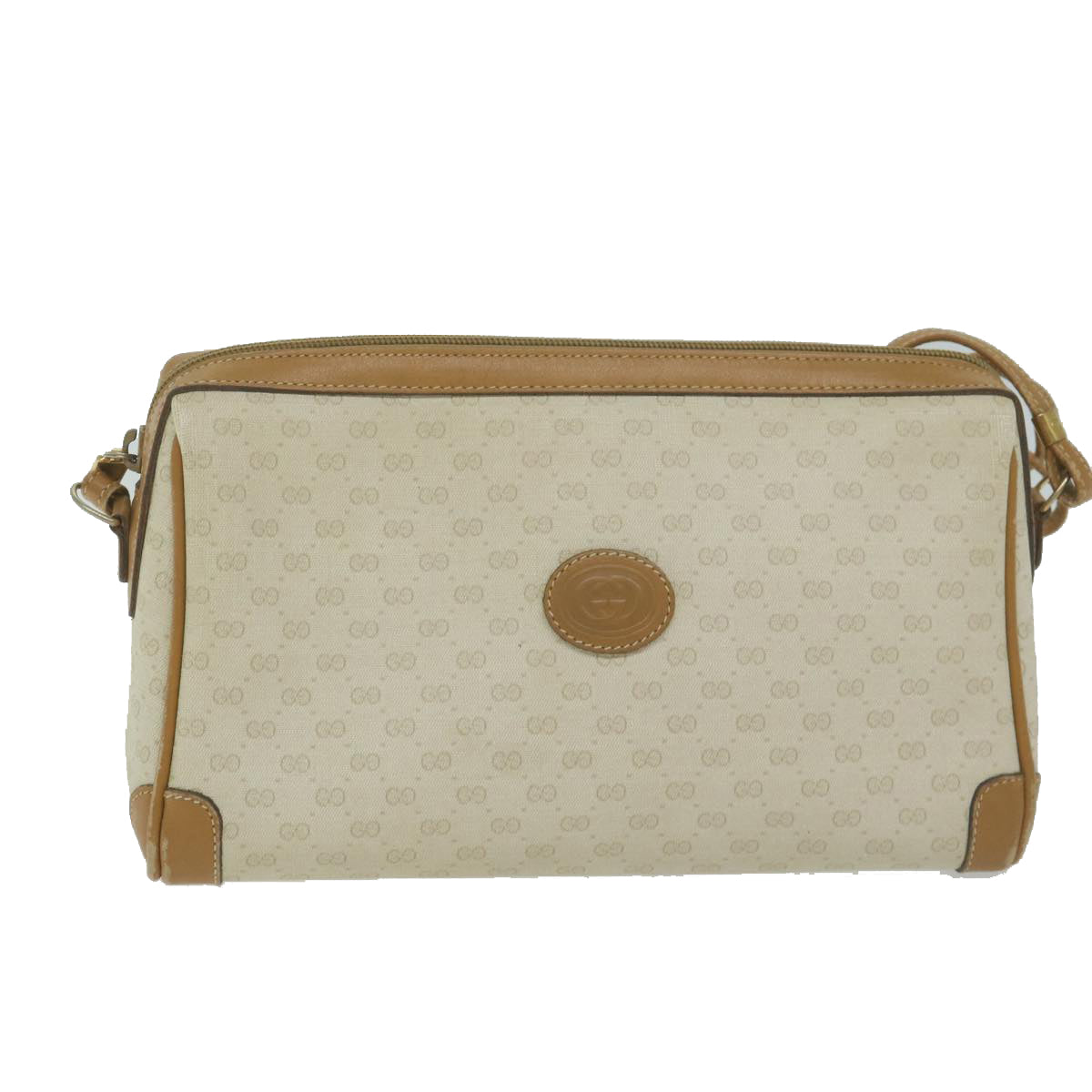 GUCCI Micro GG Canvas Shoulder Bag PVC Beige Auth fm3171