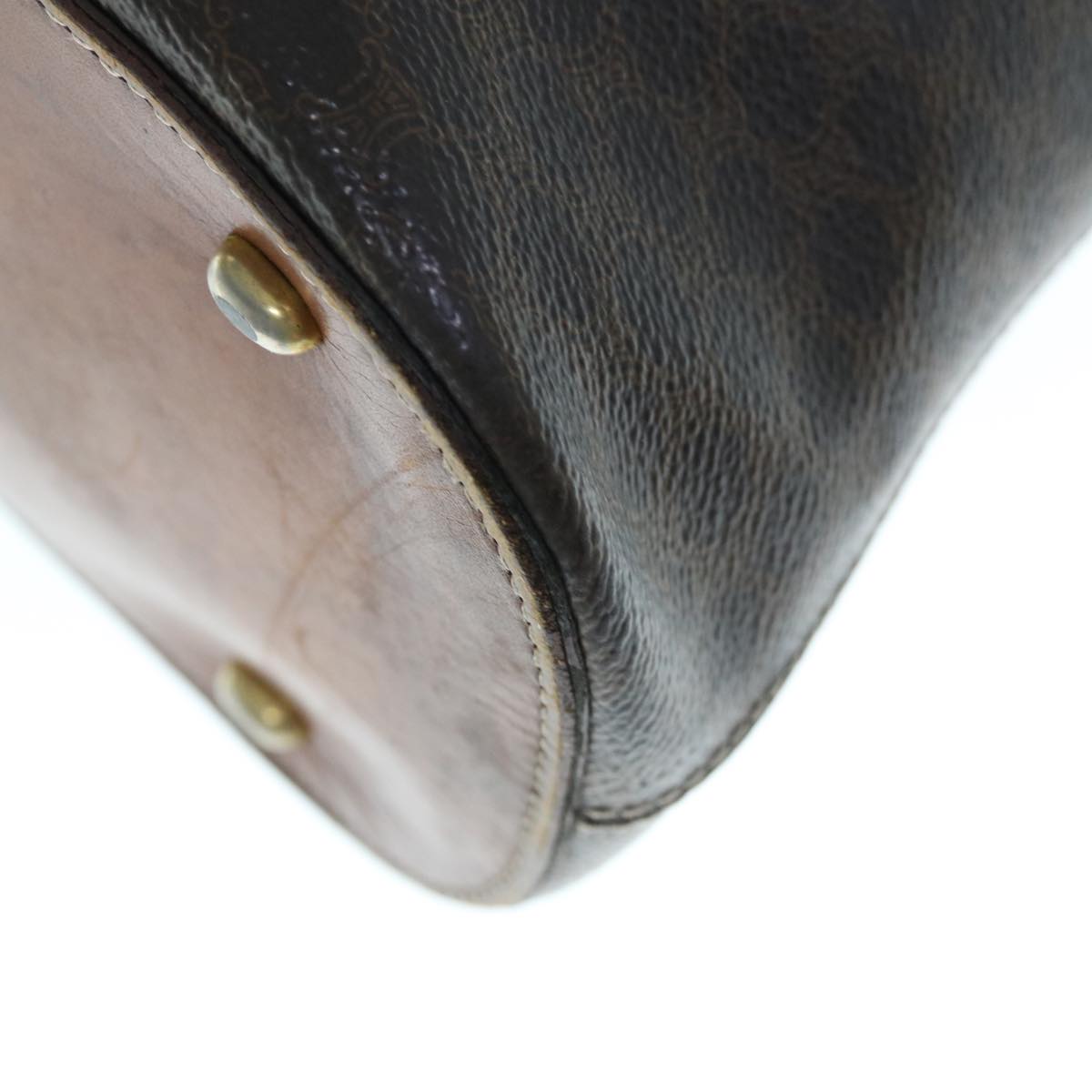 CELINE Macadam Canvas Hand Bag PVC Brown Auth fm3172