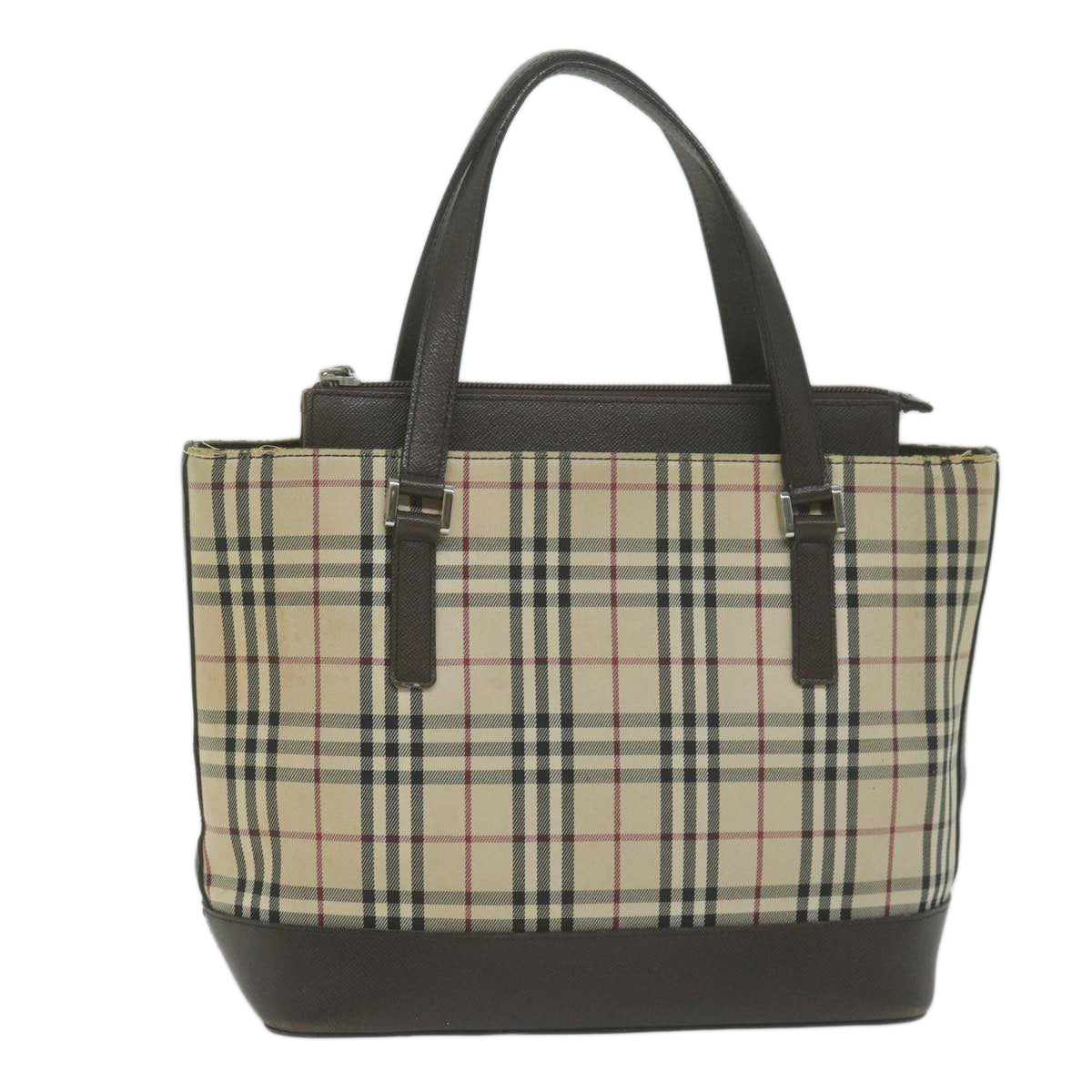 BURBERRY Nova Check Tote Bag Canvas Beige Brown Auth fm3175