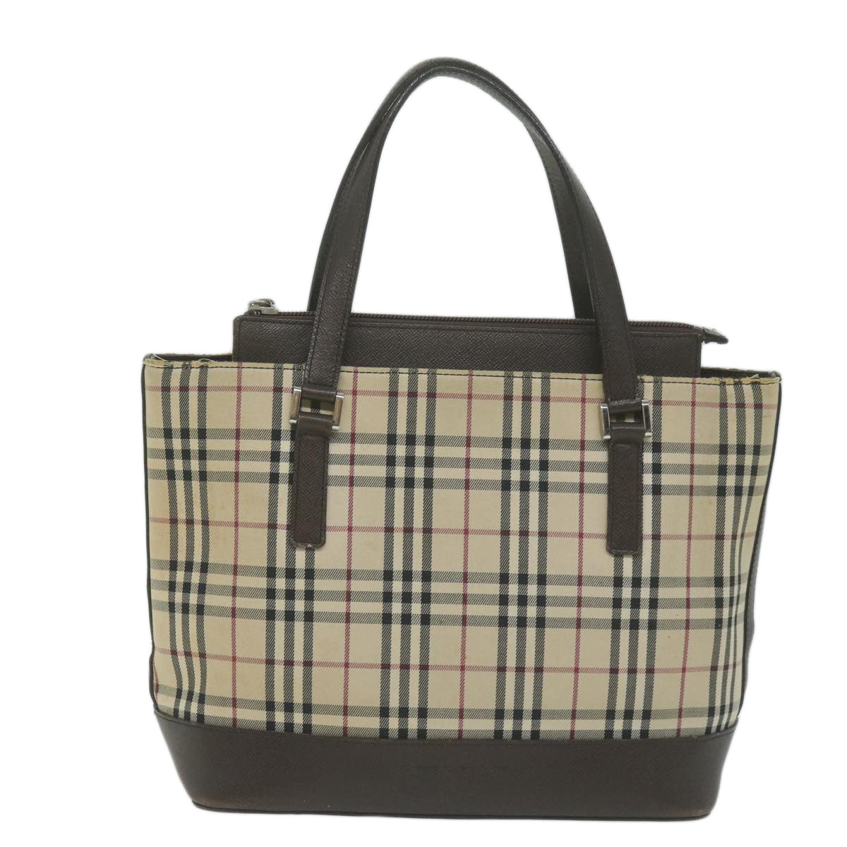 BURBERRY Nova Check Tote Bag Canvas Beige Brown Auth fm3175