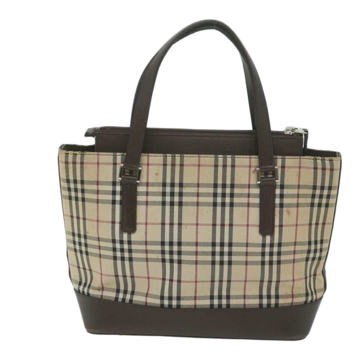 BURBERRY Nova Check Tote Bag Canvas Beige Brown Auth fm3175 - 0