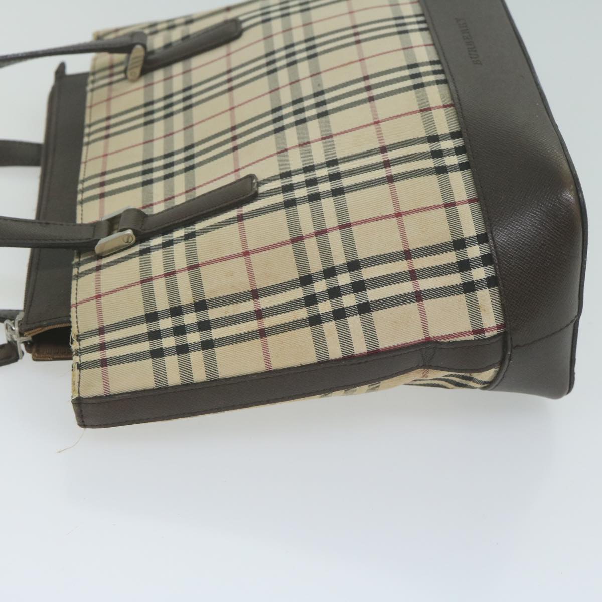 BURBERRY Nova Check Tote Bag Canvas Beige Brown Auth fm3175