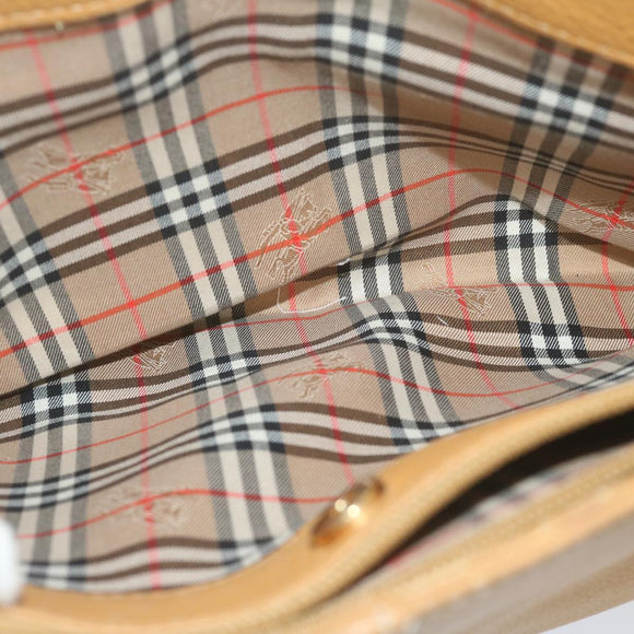 Burberrys Tote Bag Leather Beige Auth fm3177