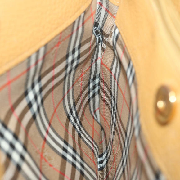 Burberrys Tote Bag Leather Beige Auth fm3177