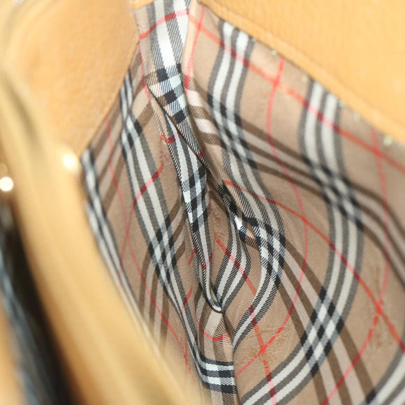 Burberrys Tote Bag Leather Beige Auth fm3177