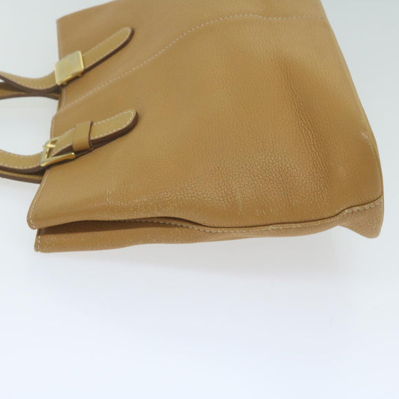 Burberrys Tote Bag Leather Beige Auth fm3177