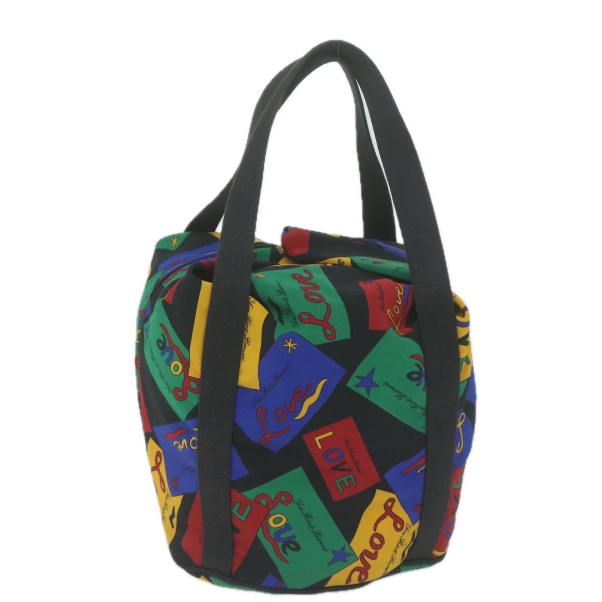 SAINT LAURENT Tote Bag Nylon Multicolor Black Auth fm3181