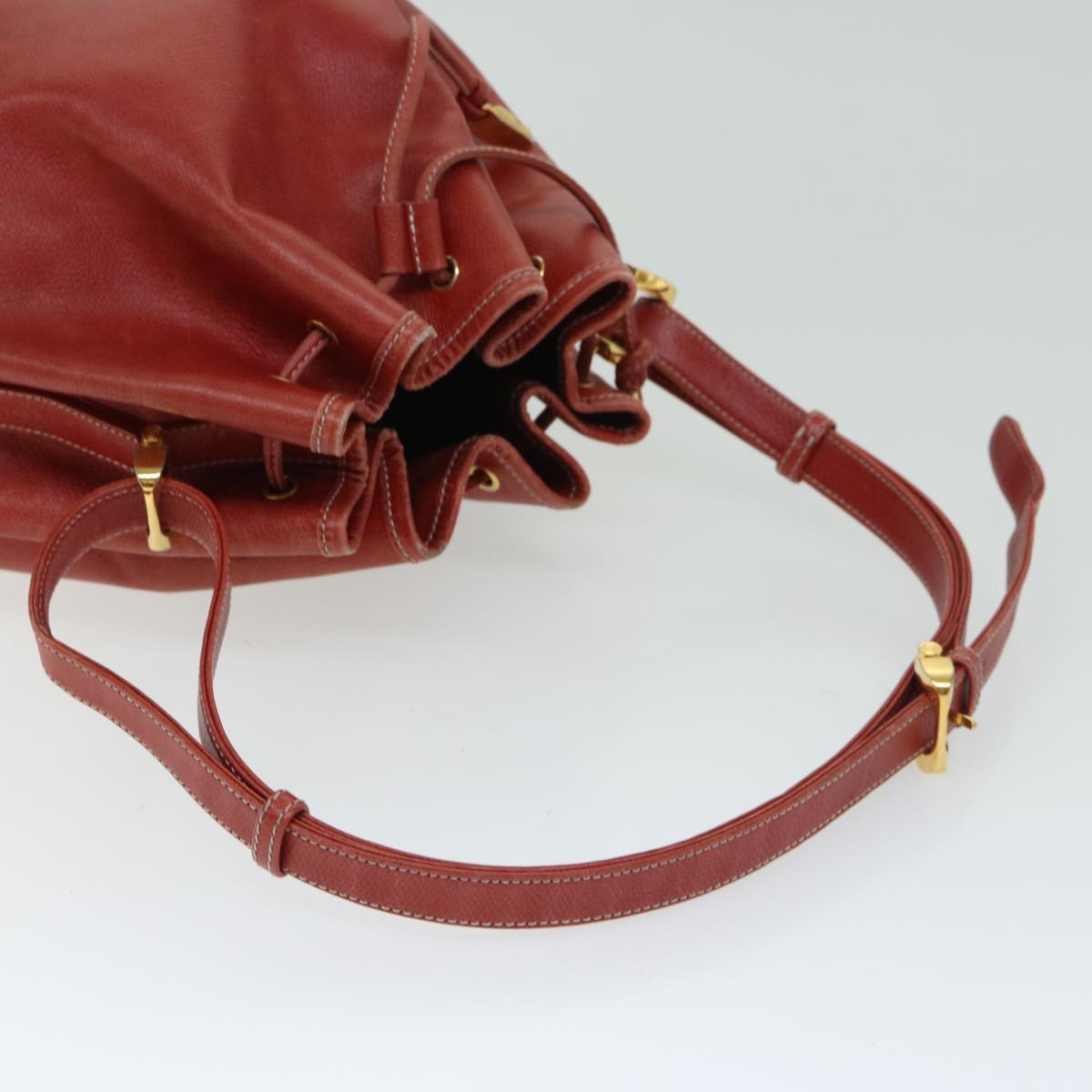 LOEWE Anagram Shoulder Bag Leather Red Auth fm3195