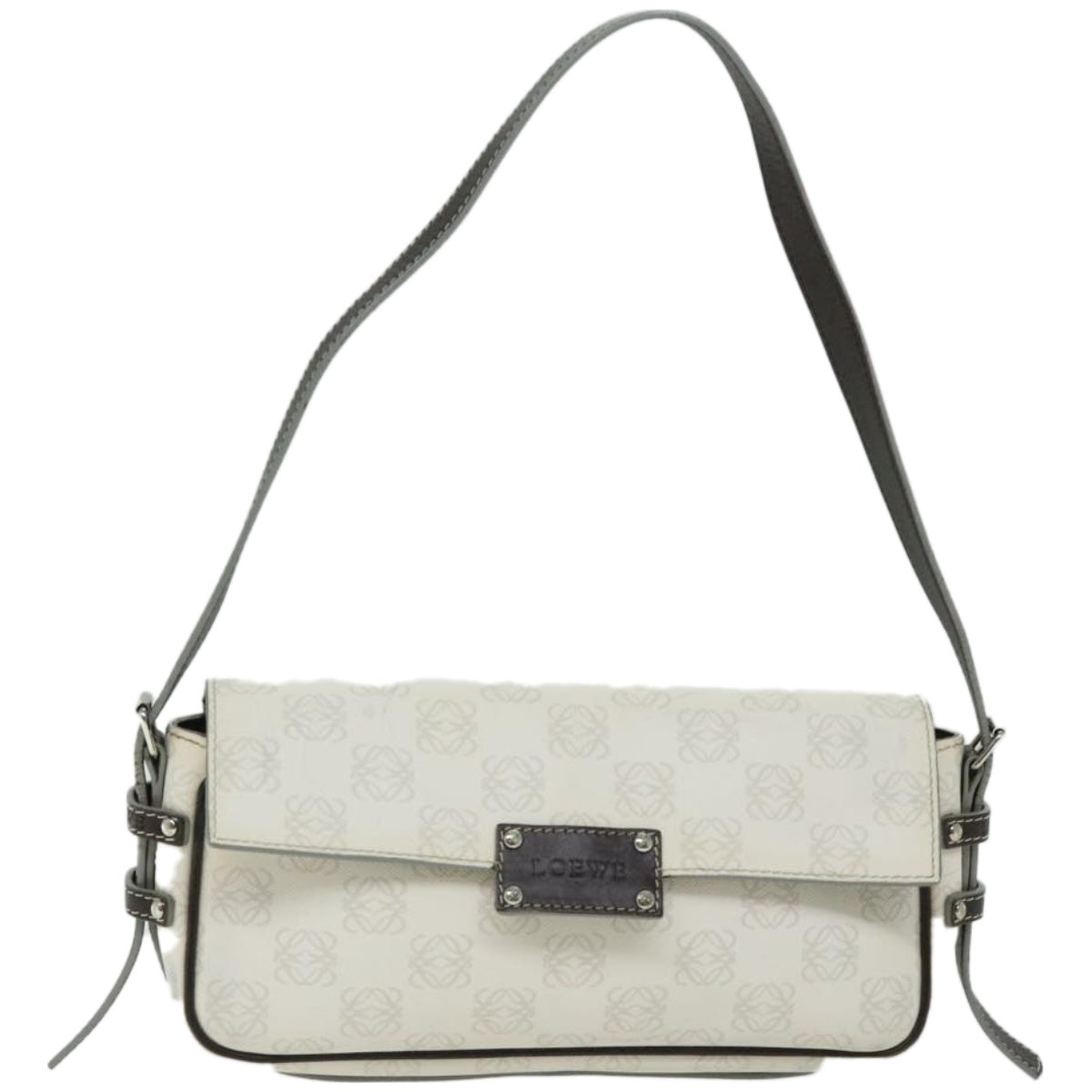 LOEWE Anagram Shoulder Bag PVC White Auth fm3203