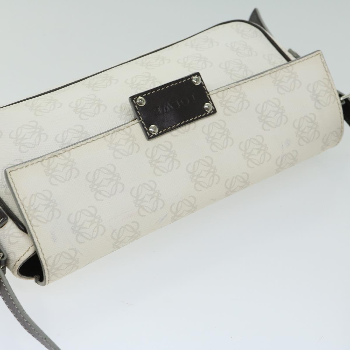 LOEWE Anagram Shoulder Bag PVC White Auth fm3203
