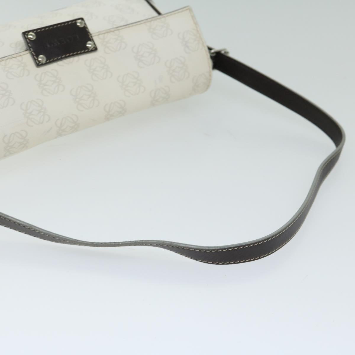 LOEWE Anagram Shoulder Bag PVC White Auth fm3203