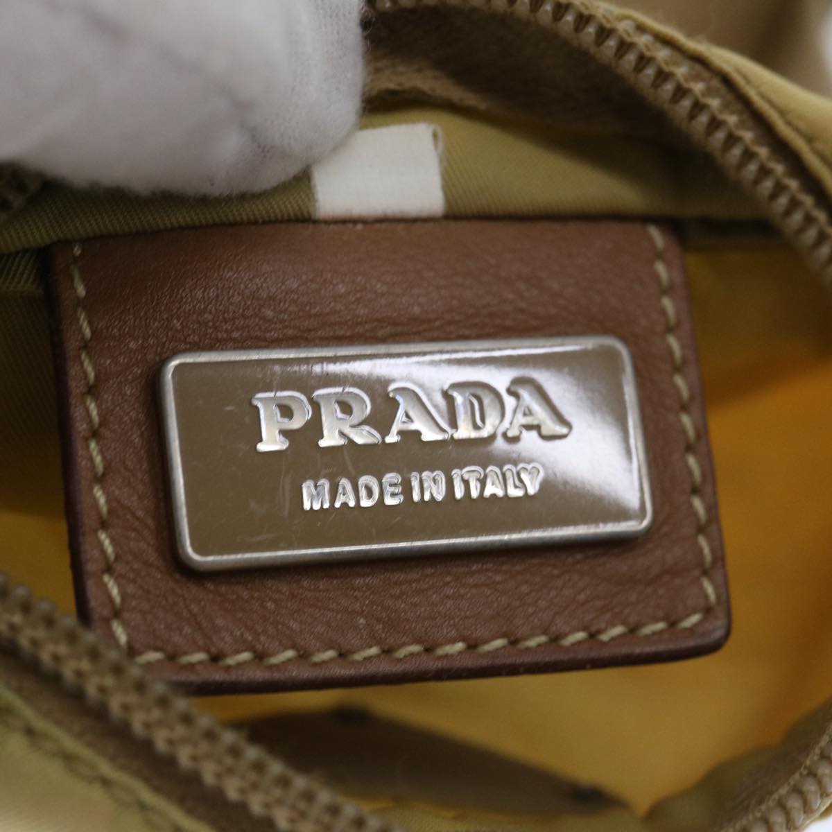 PRADA Shoulder Bag Nylon Beige Auth fm3208