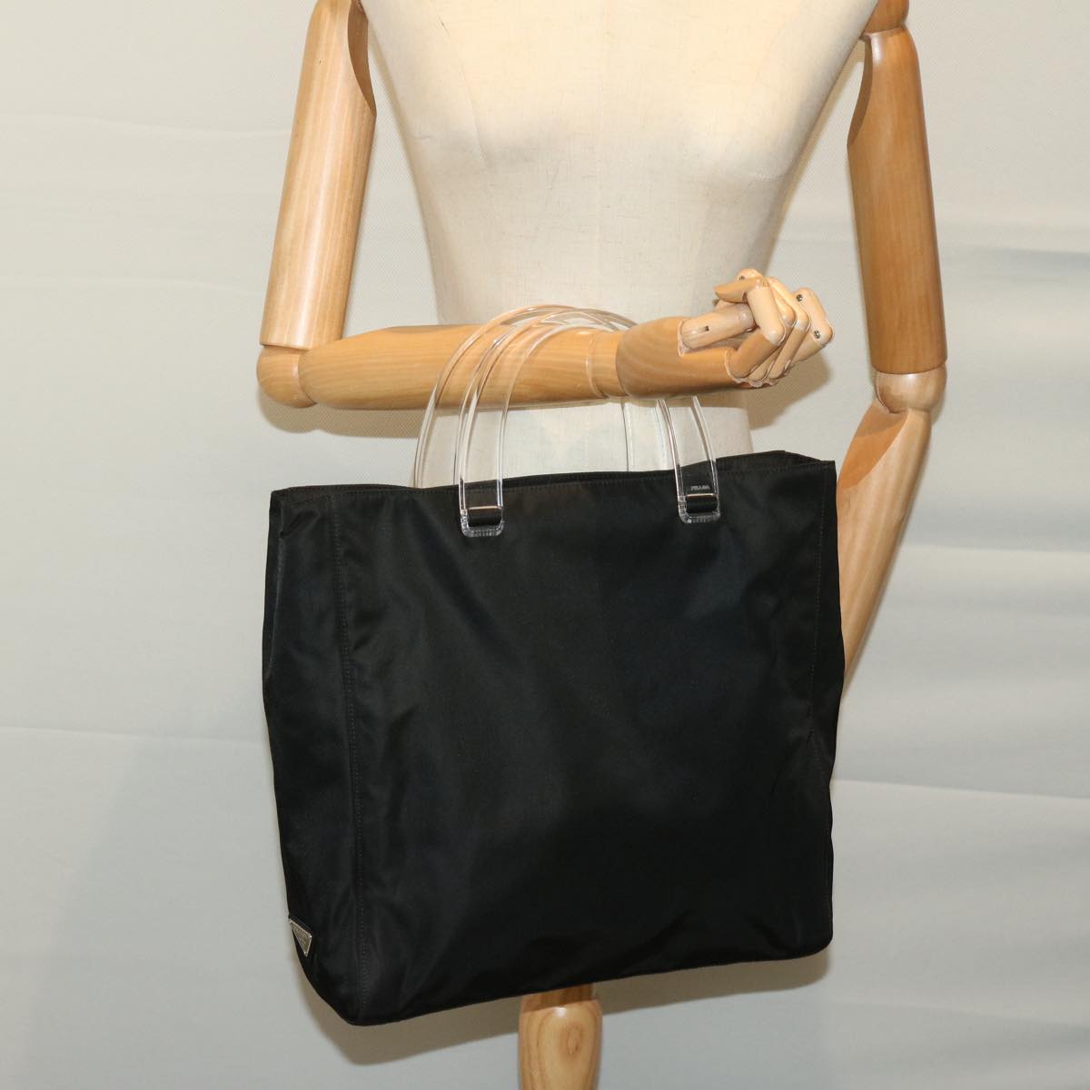 PRADA Hand Bag Nylon Black Auth fm3213