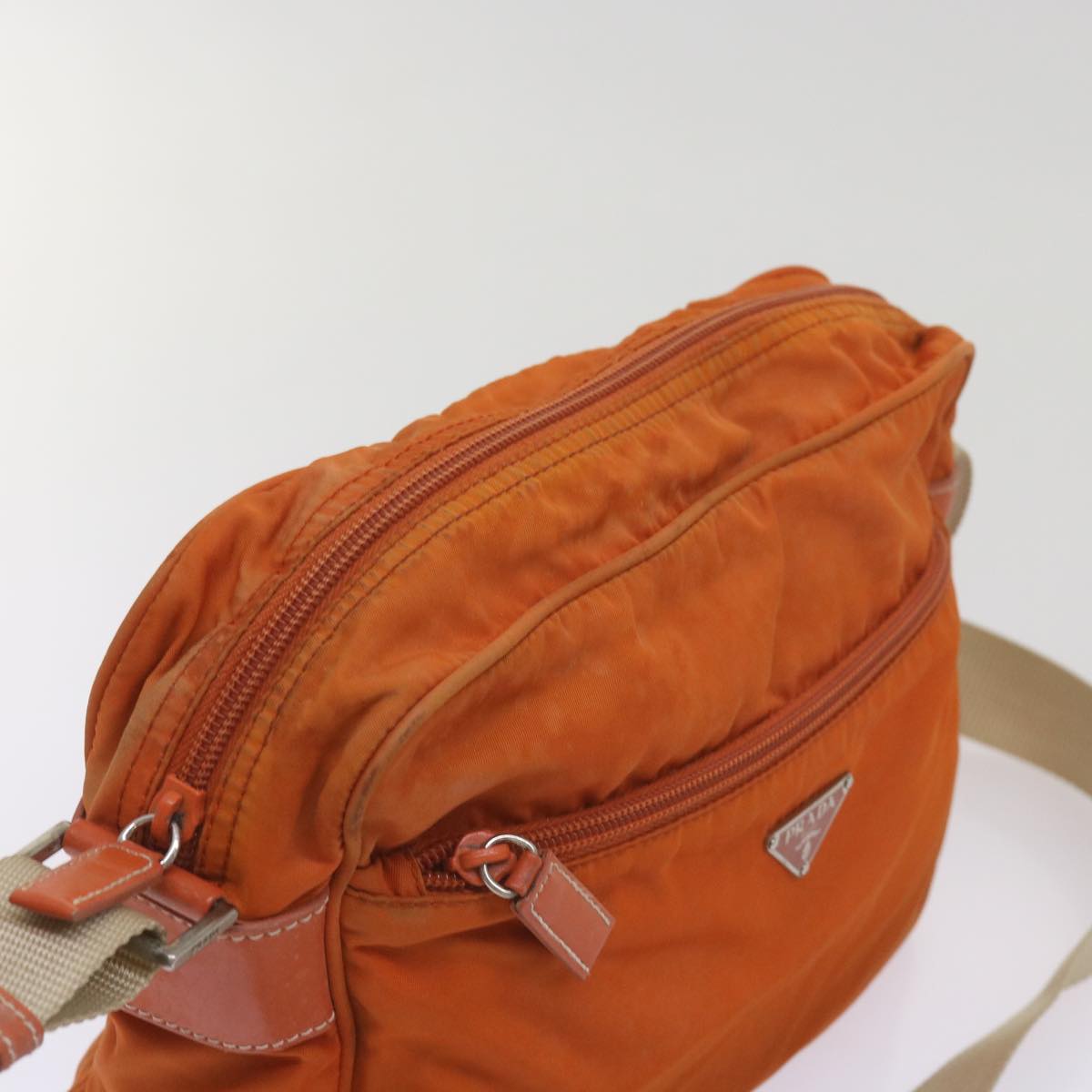 PRADA Shoulder Bag Nylon Orange Auth fm3214