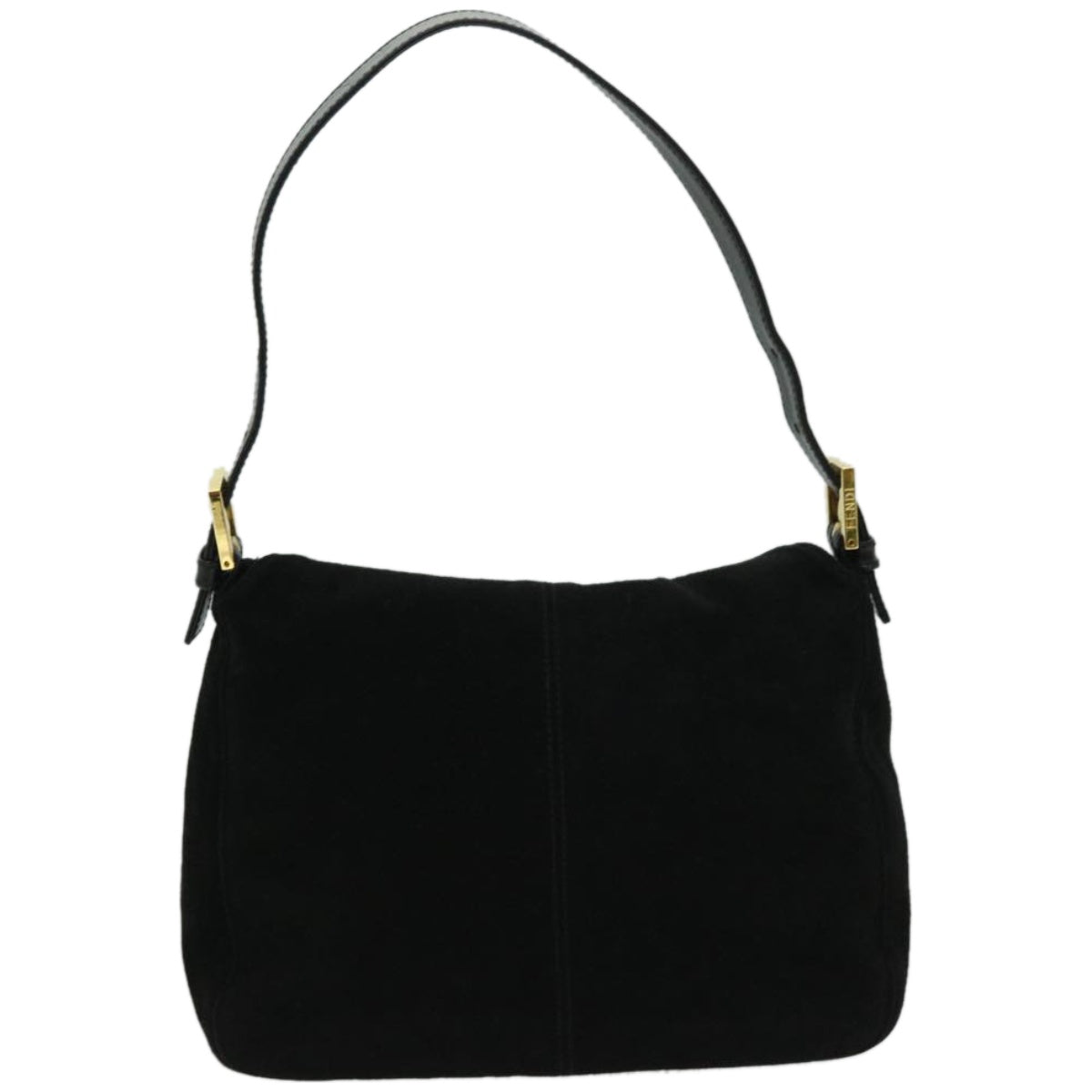 FENDI Mamma Baguette Shoulder Bag Suede Black Auth fm3241