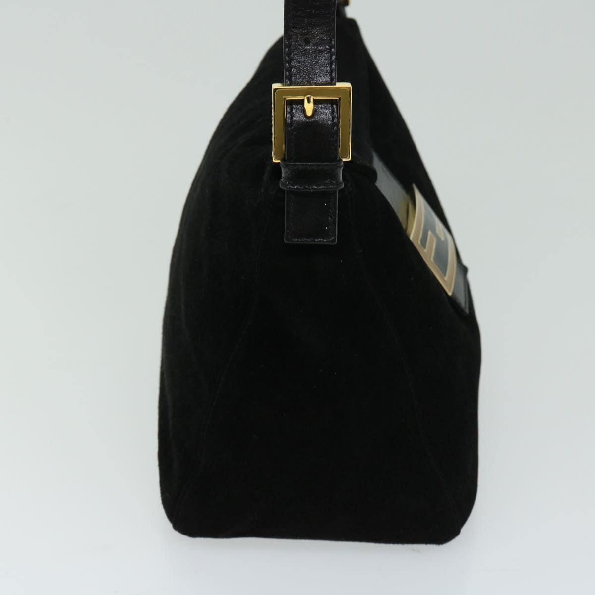 FENDI Mamma Baguette Shoulder Bag Suede Black Auth fm3241