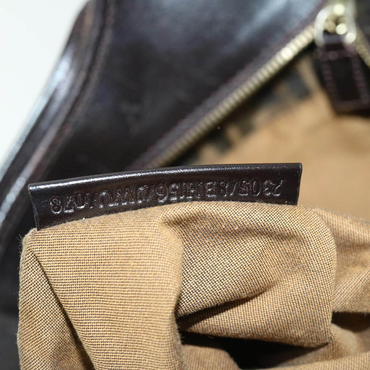 FENDI Zucca Canvas Shoulder Bag Black Brown Auth fm3246