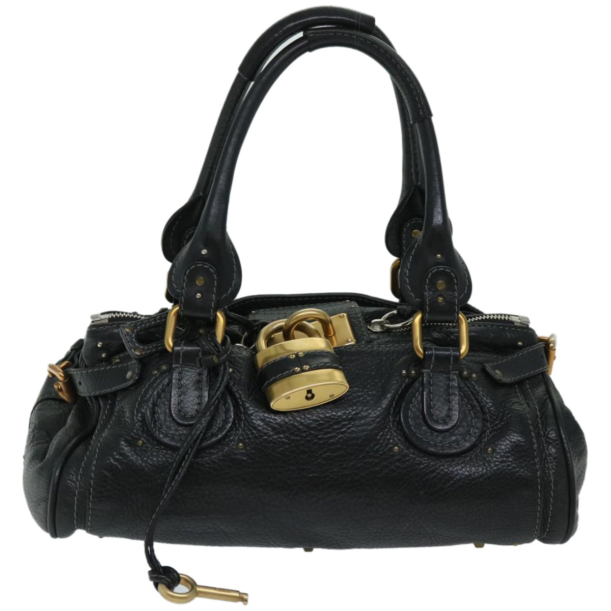 Chloe Paddington Shoulder Bag Leather Black Auth fm3249 - 0