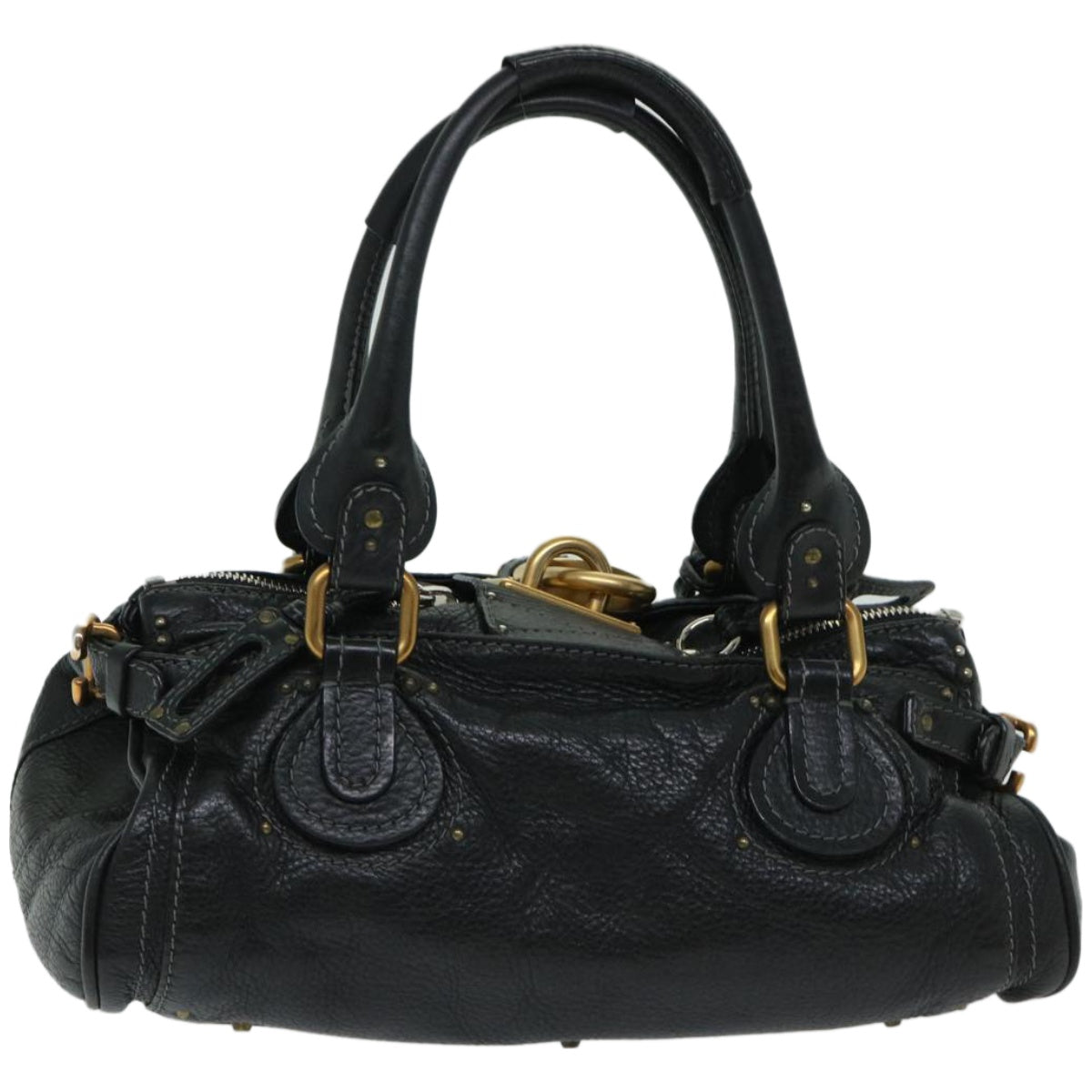 Chloe Paddington Shoulder Bag Leather Black Auth fm3249