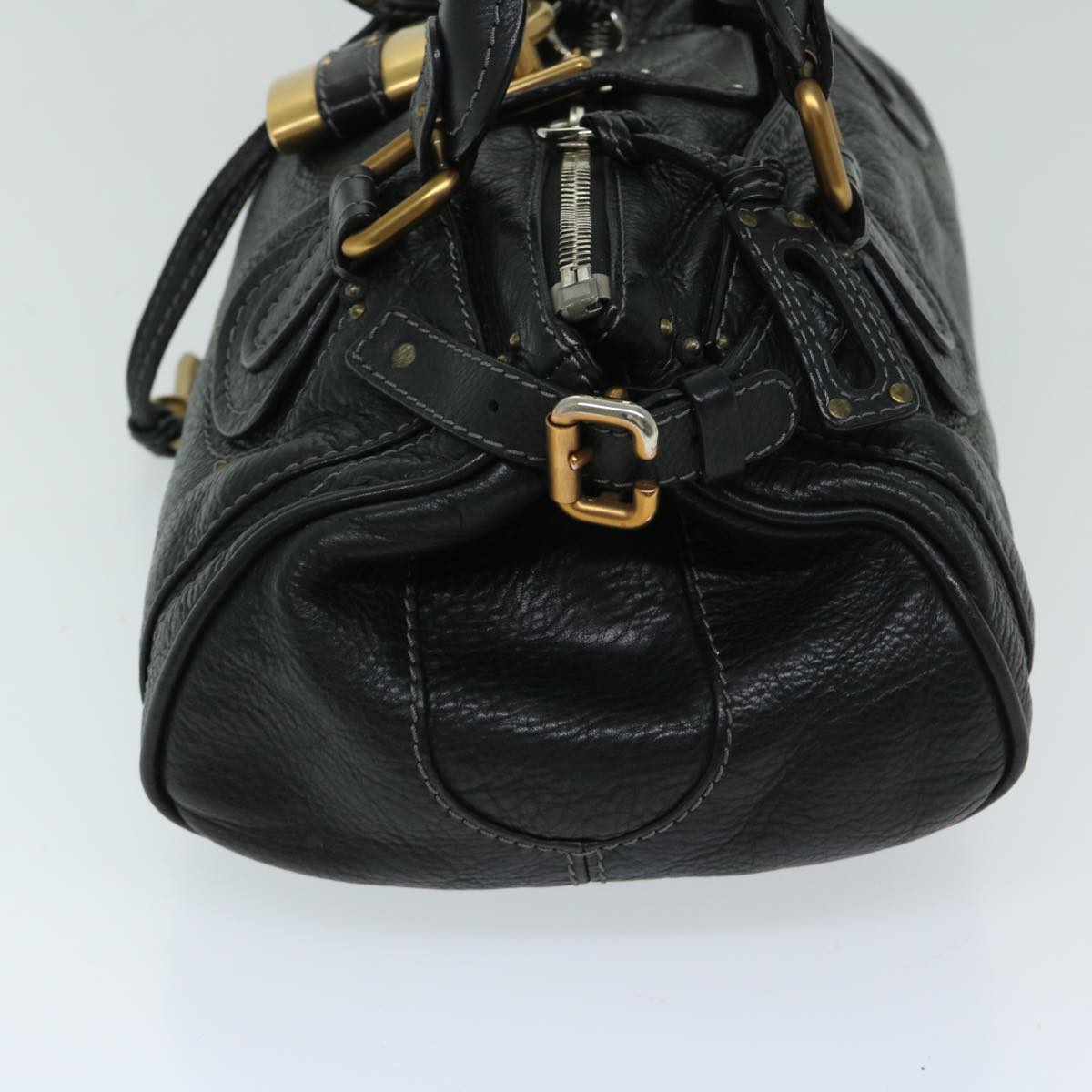 Chloe Paddington Shoulder Bag Leather Black Auth fm3249