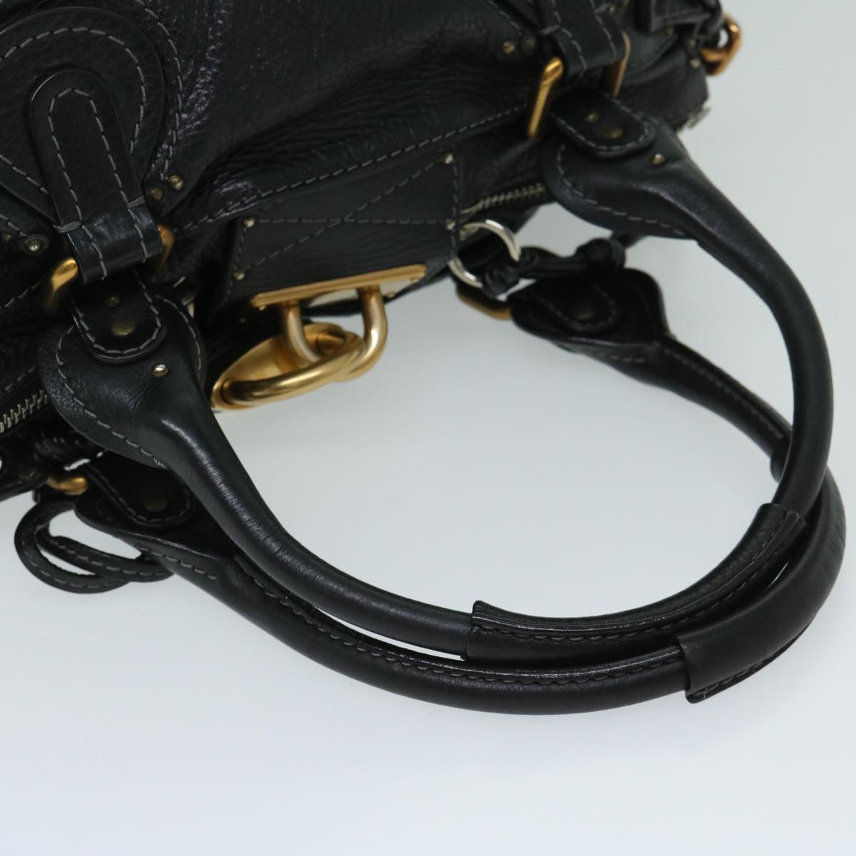 Chloe Paddington Shoulder Bag Leather Black Auth fm3249