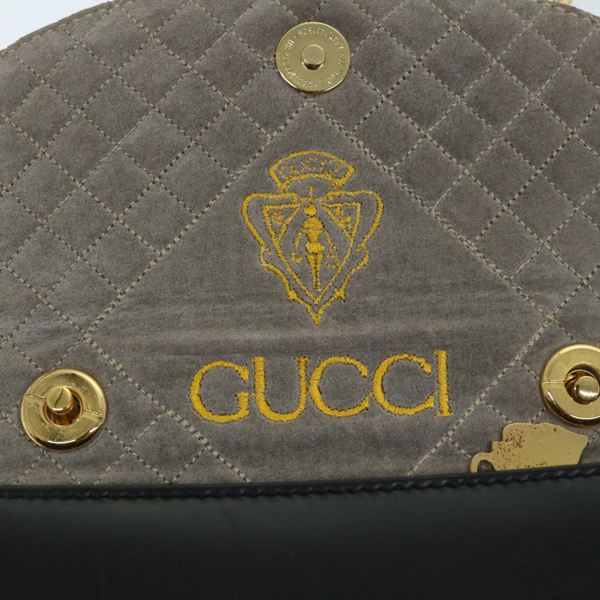 GUCCI Chain Shoulder Bag Leather Black Auth fm3257