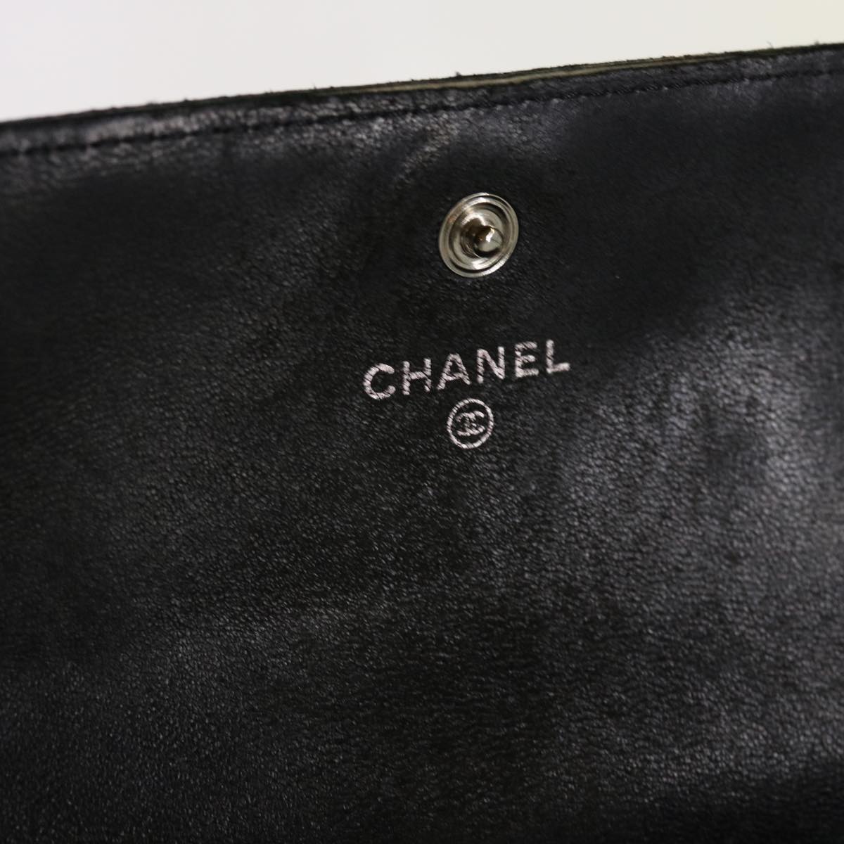 CHANEL Matelasse Long Wallet Lamb Skin Black CC Auth fm3289