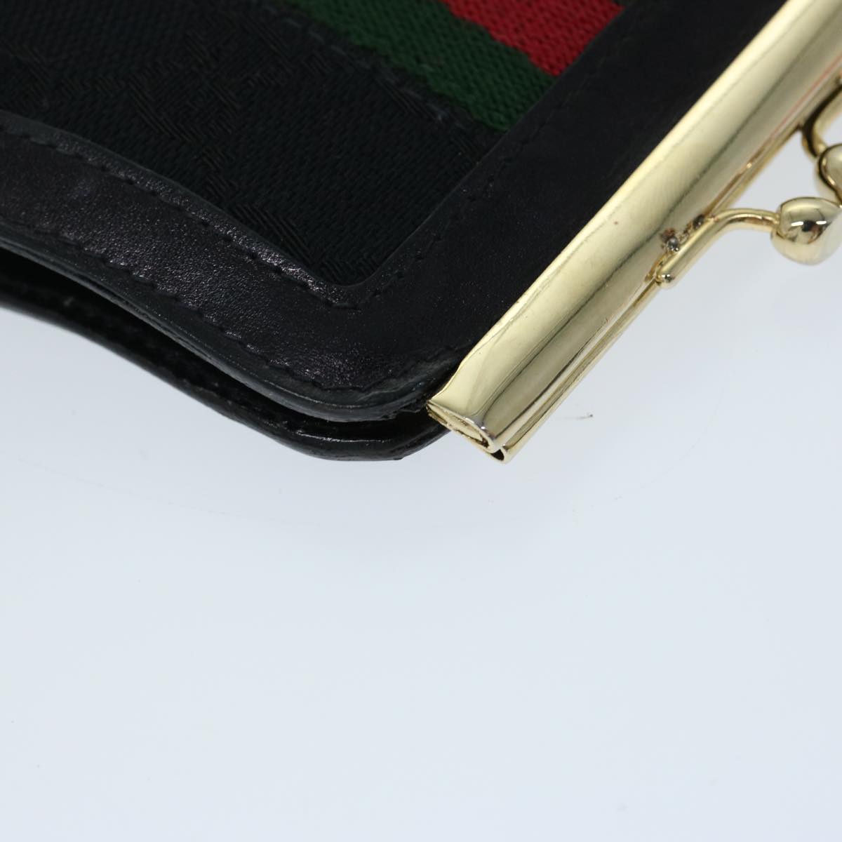 GUCCI GG Canvas Web Sherry Line Gamaguchi Coin Purse Black Red Green Auth fm3299