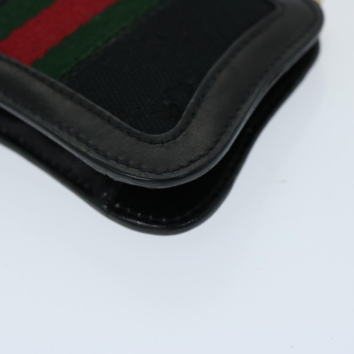 GUCCI GG Canvas Web Sherry Line Gamaguchi Coin Purse Black Red Green Auth fm3299