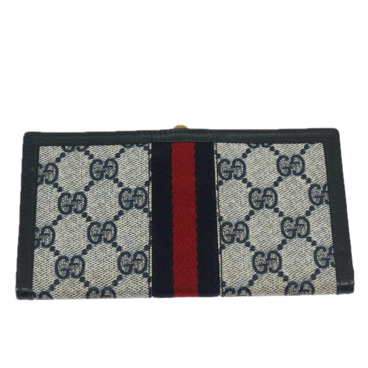 GUCCI GG Supreme Sherry Line Billfold PVC Red Navy Auth fm3302