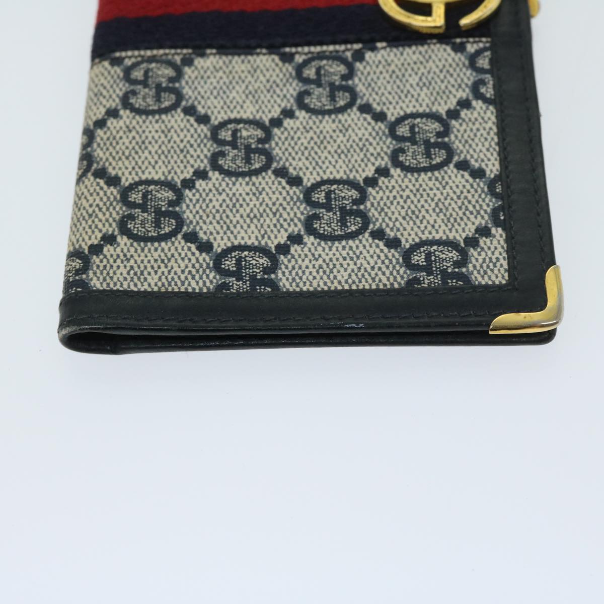 GUCCI GG Supreme Sherry Line Billfold PVC Red Navy Auth fm3302