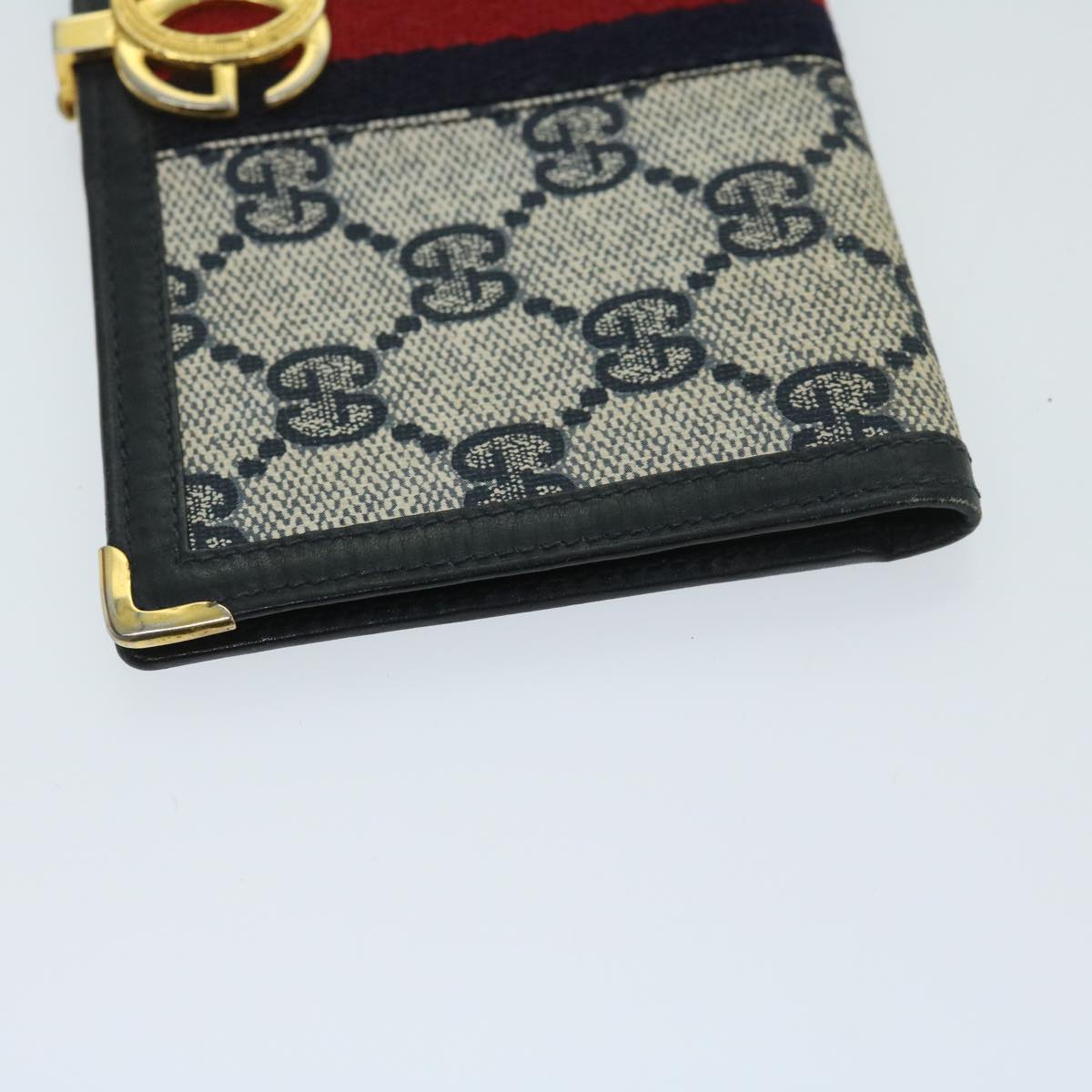 GUCCI GG Supreme Sherry Line Billfold PVC Red Navy Auth fm3302