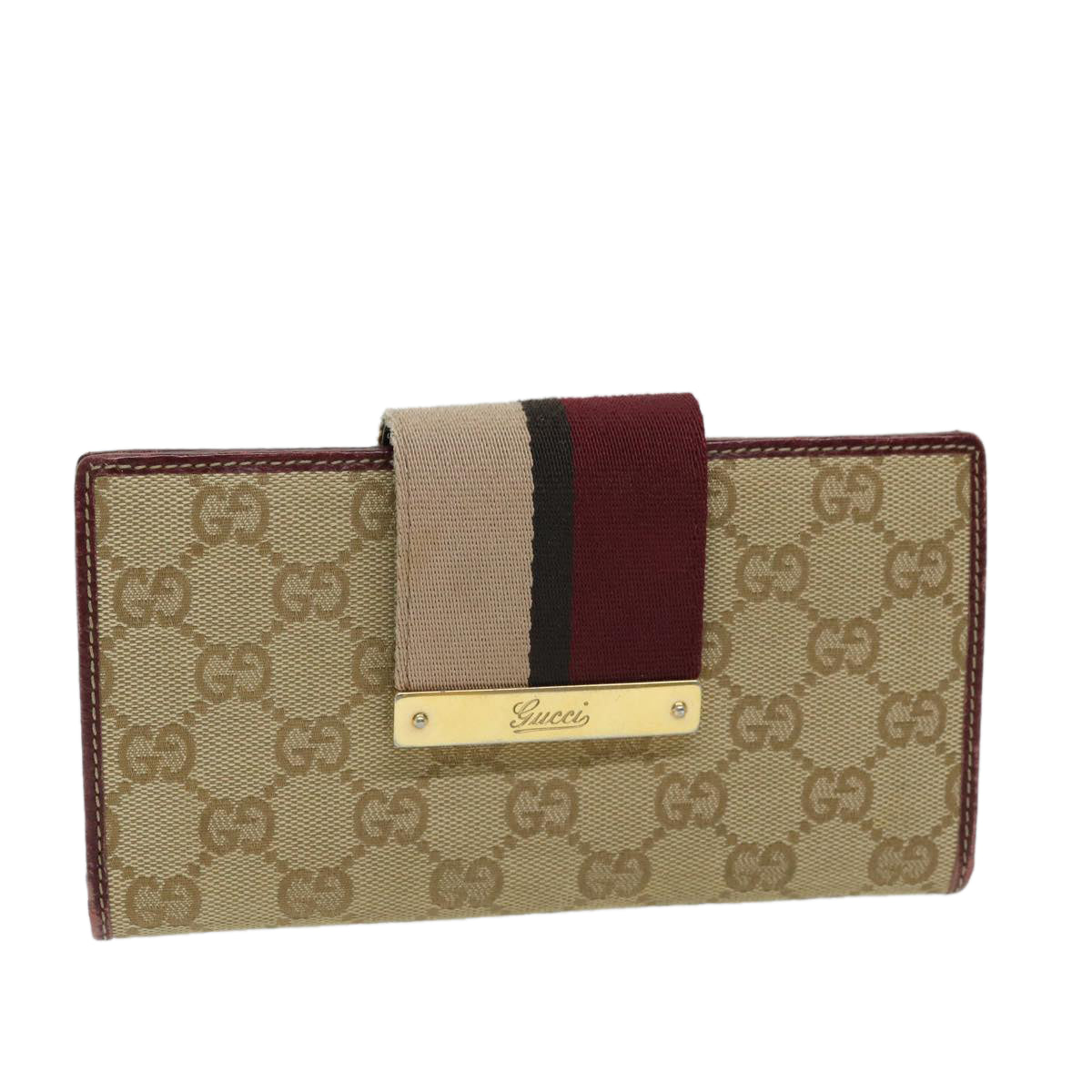 GUCCI GG Canvas Wallet Beige Green Red 181668 Auth fm3304