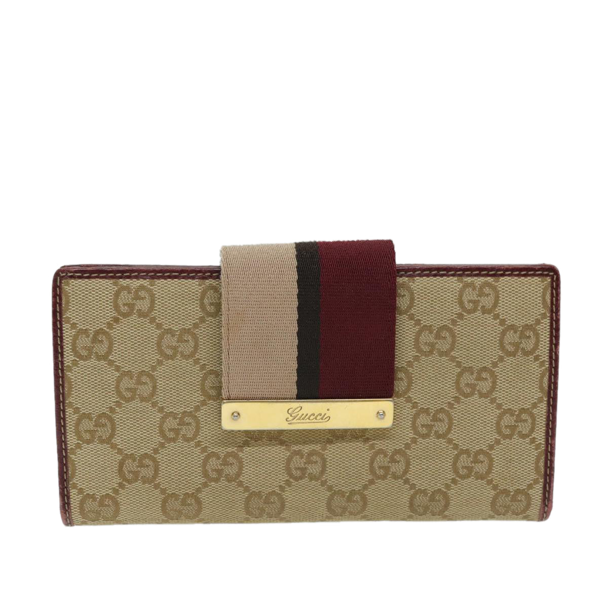 GUCCI GG Canvas Wallet Beige Green Red 181668 Auth fm3304 - 0