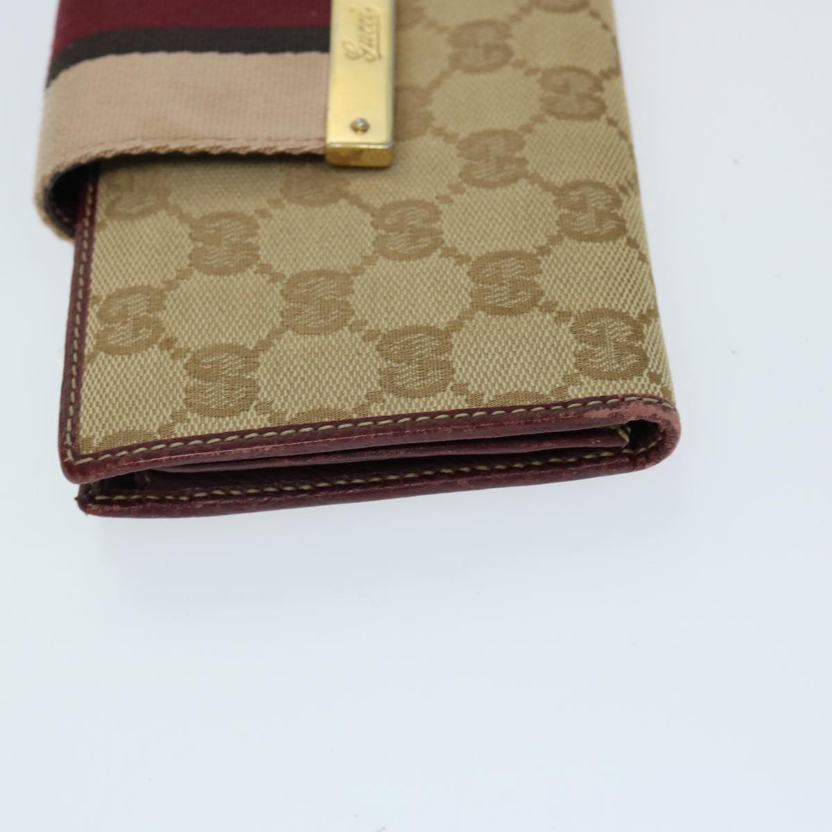 GUCCI GG Canvas Wallet Beige Green Red 181668 Auth fm3304