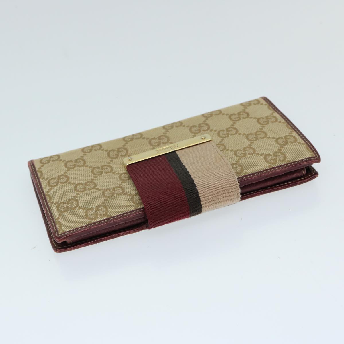 GUCCI GG Canvas Wallet Beige Green Red 181668 Auth fm3304