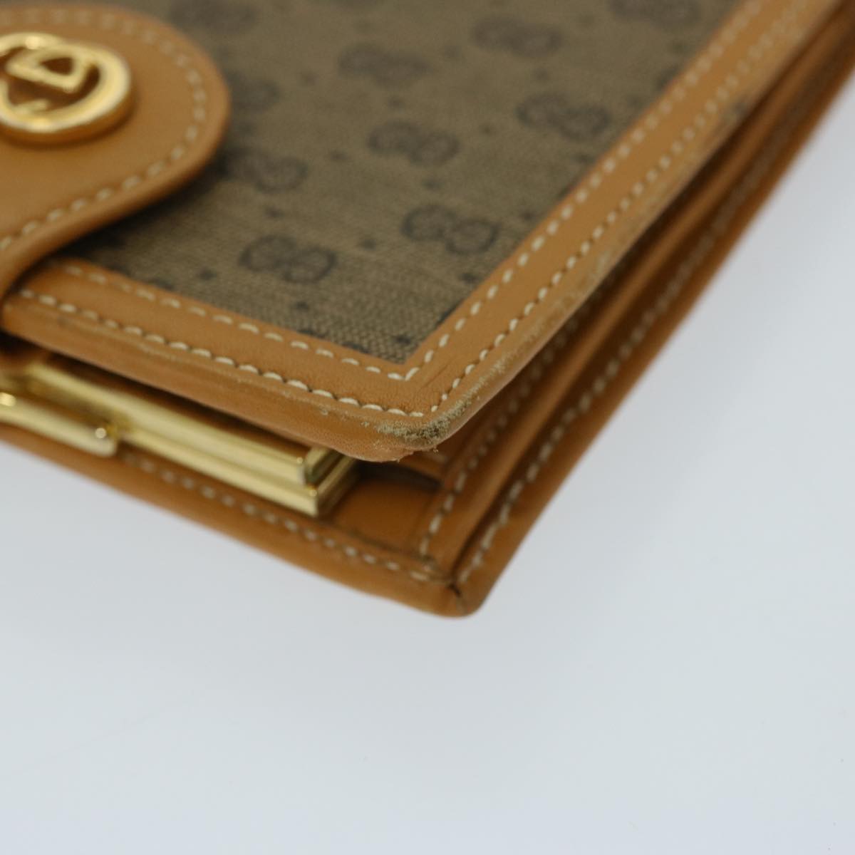 GUCCI Micro GG Supreme Wallet PVC Beige Auth fm3305