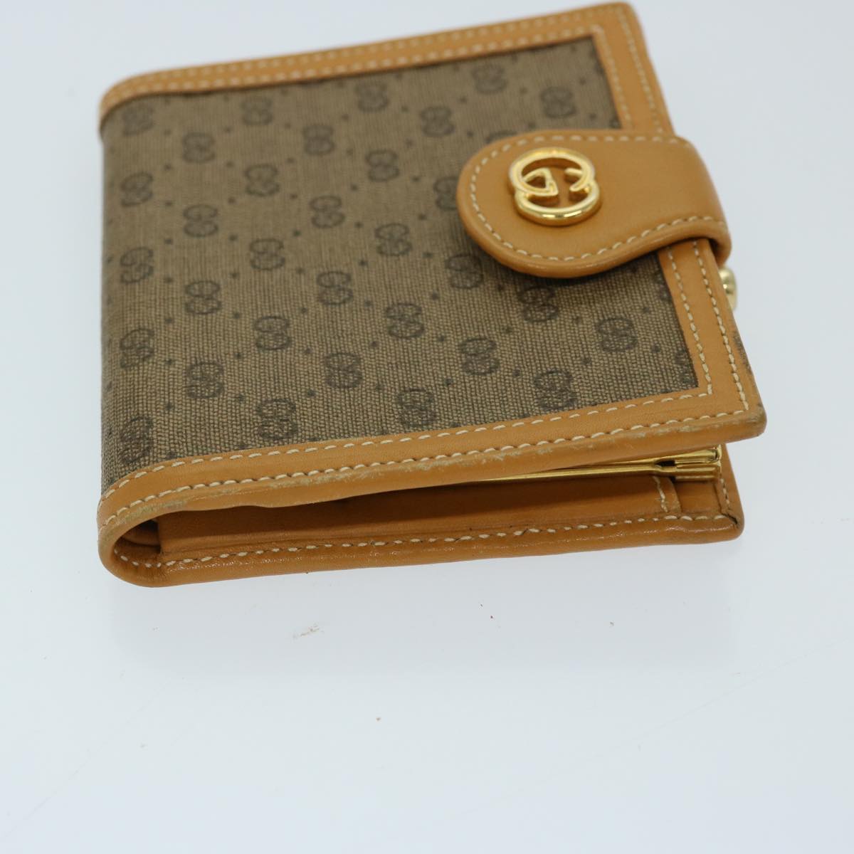 GUCCI Micro GG Supreme Wallet PVC Beige Auth fm3305