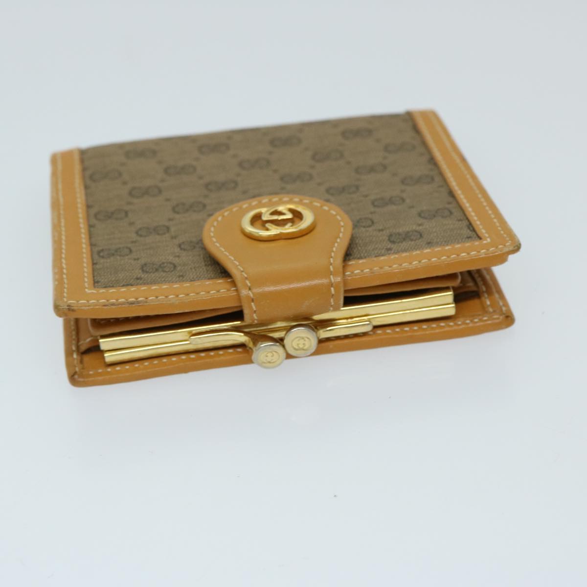 GUCCI Micro GG Supreme Wallet PVC Beige Auth fm3305